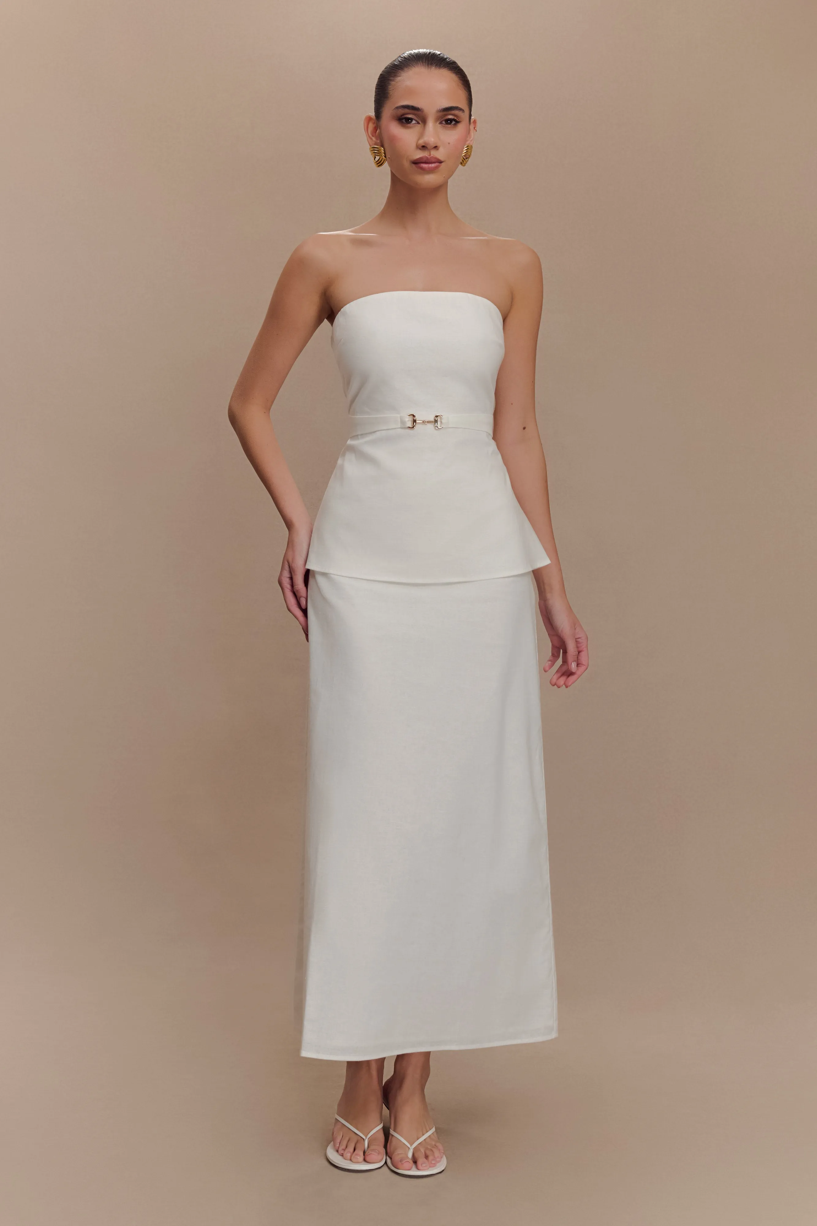 Dora Strapless Linen Top - Ivory Odor Resistant Coating