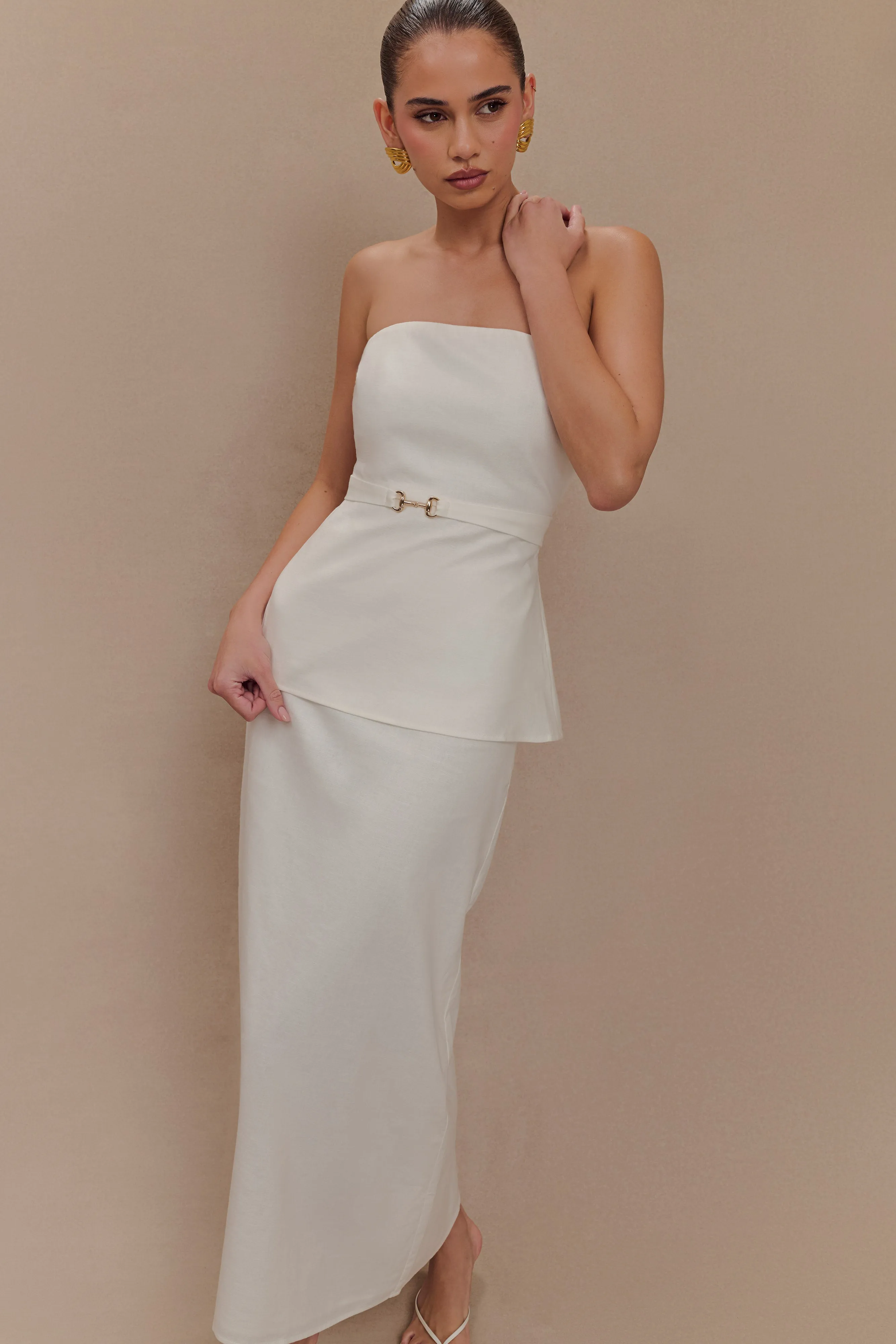 AbrasionResistantEdging Dora Strapless Linen Top - Ivory