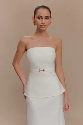 standard fit Dora Strapless Linen Top - Ivory