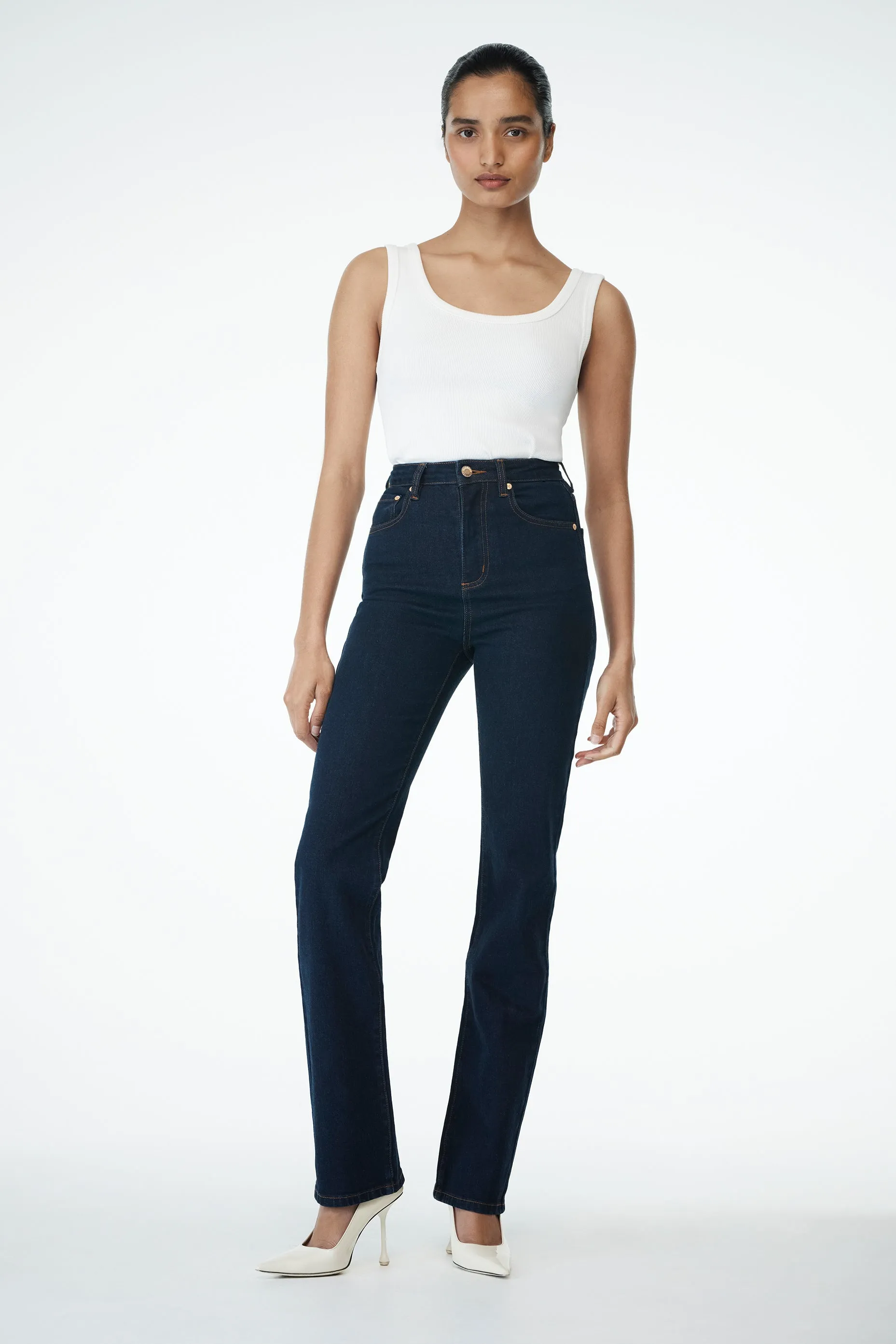 Seamless Waist Technology Agile Fit Janessa Skinny Denim Jeans- Indigo Blue