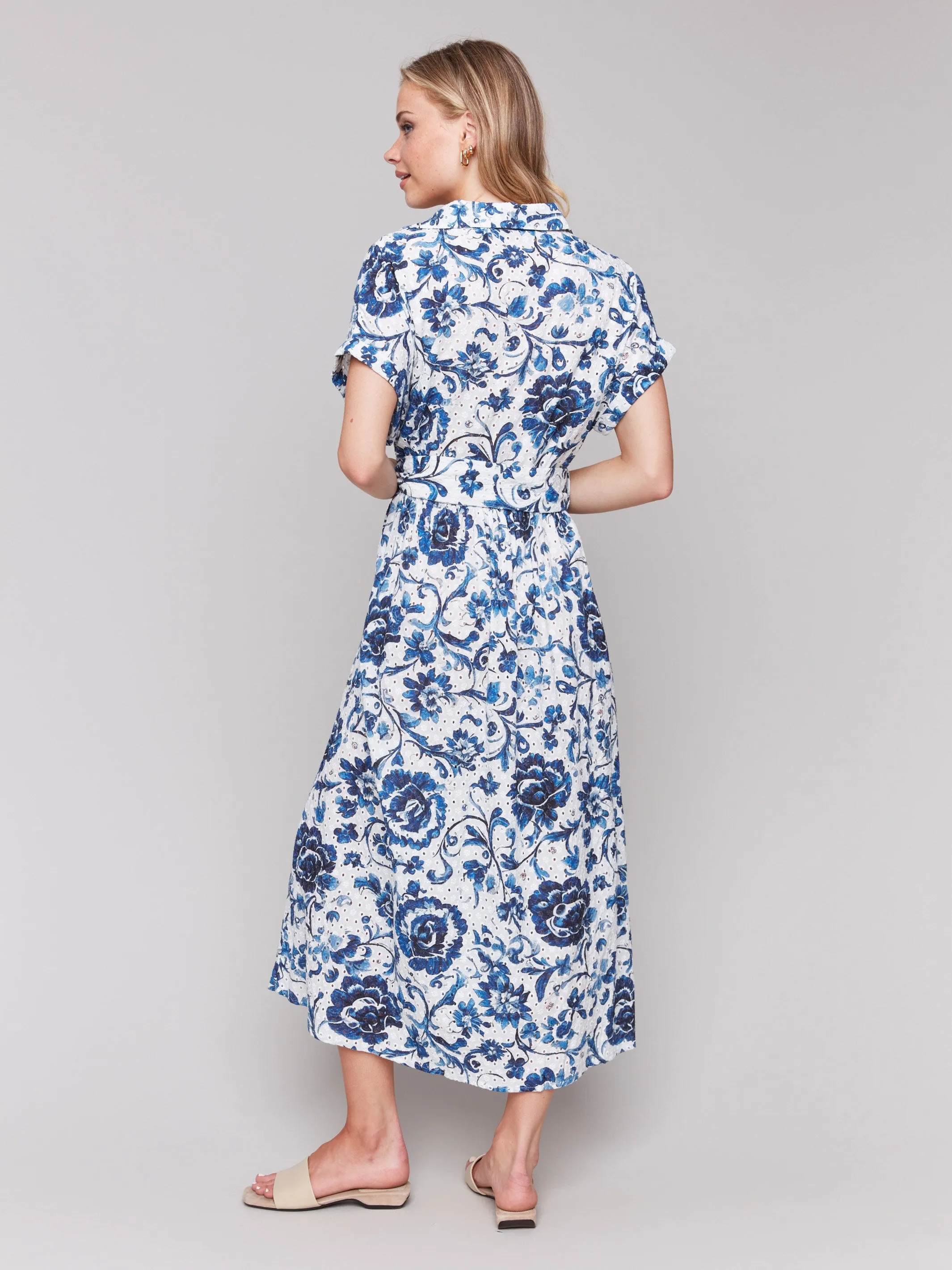 Effortless Layer Wear Floral Print Cotton Maxi Dress - Delphinium