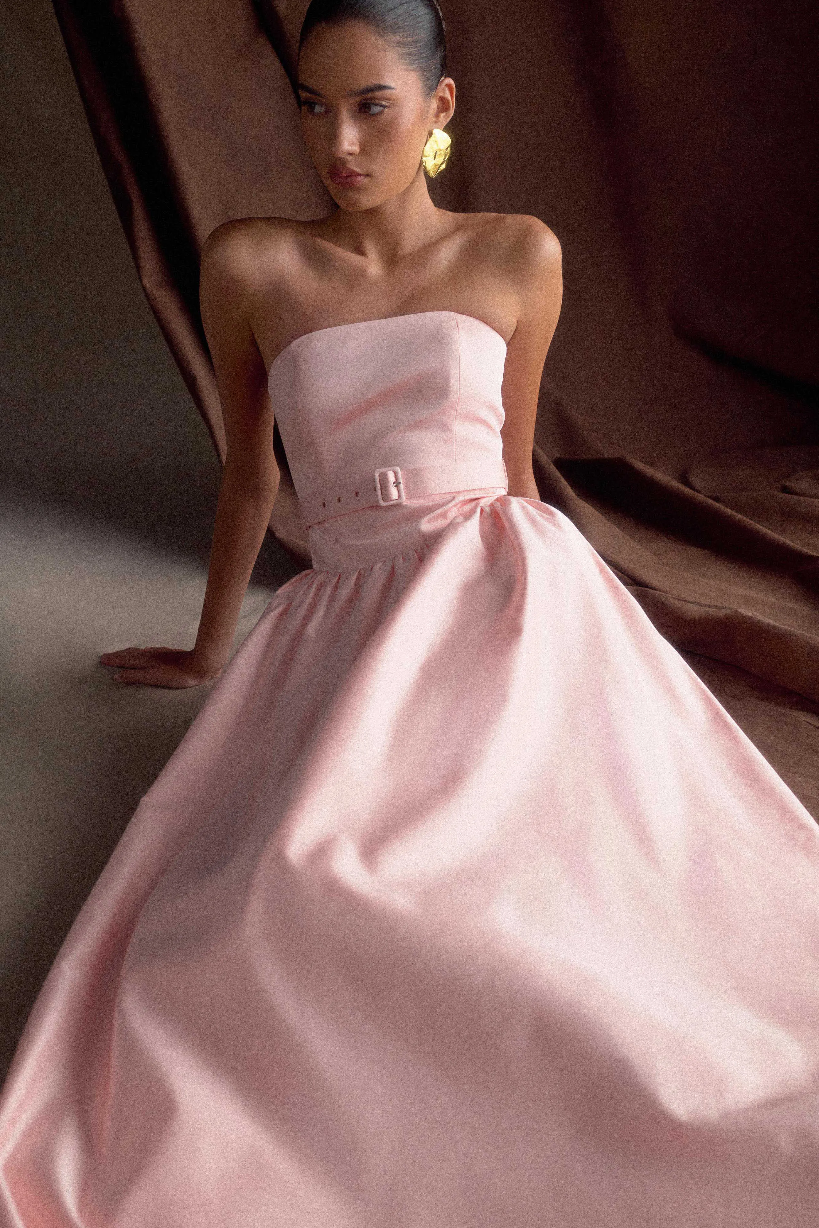 Day Glow Florence Strapless Belted Maxi Dress - Baby Pink