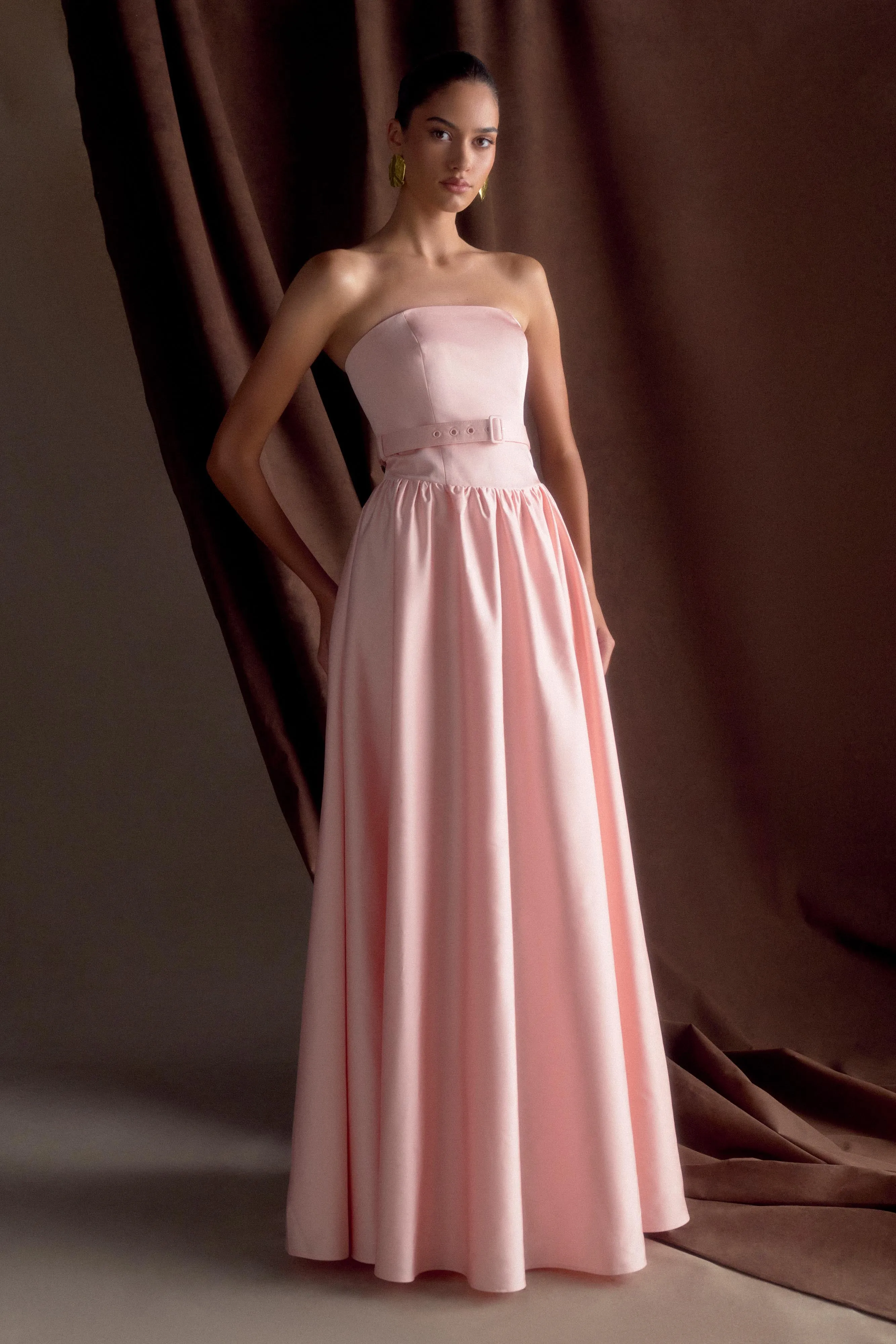 Florence Strapless Belted Maxi Dress - Baby Pink Pink Glow Modern Fit