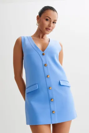 Florentina Sleeveless Suiting Mini Dress - Iris Blue Lounge Feel Move Easy