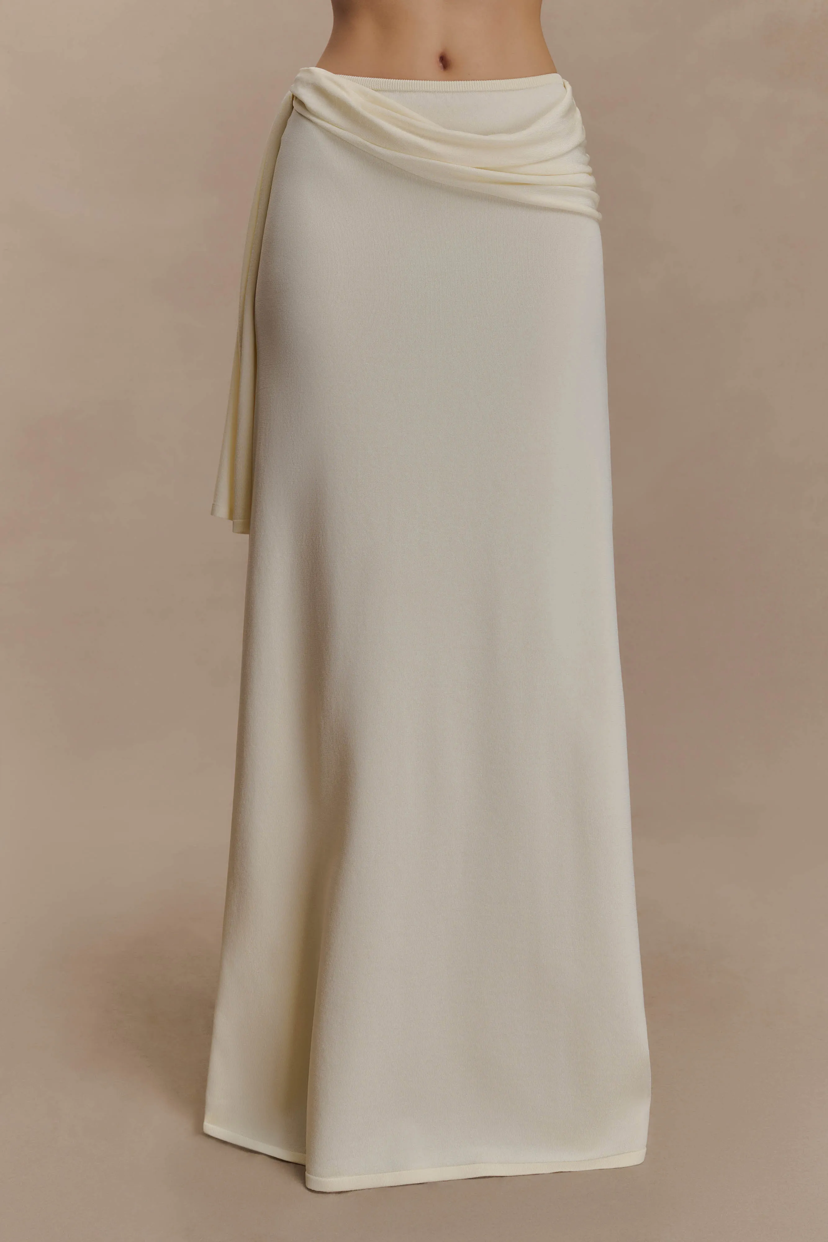 Bowie Low Rise Knit Maxi Skirt - Ivory Move Freely Casual Must-Have