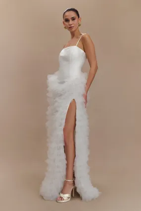 Magnolia Tiered Ruffle Maxi Dress - Ivory Wrinkle-Free-Finish Timeless Cut