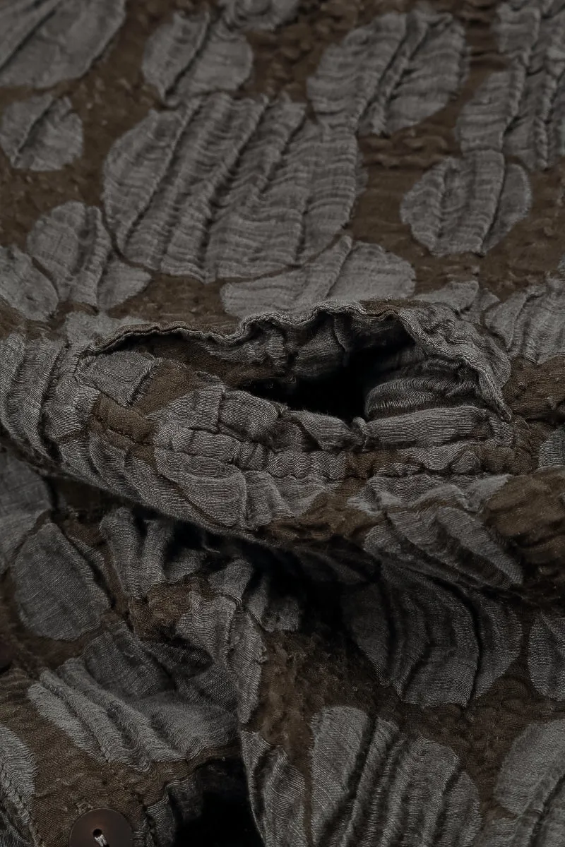 Embellished Trim Everyday apparel Forest Brown Circle Silk Jacket Blouse