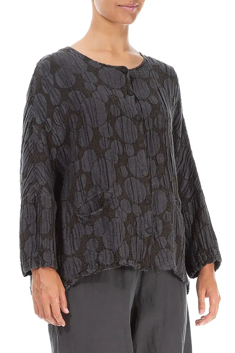 Forest Brown Circle Silk Jacket Blouse Buttery Soft Handfeel Layer Up Style