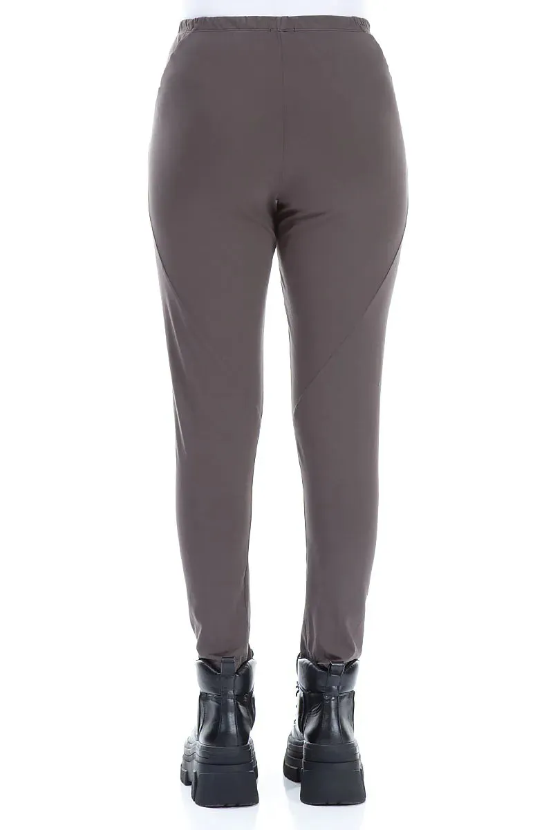Forest Brown Cotton Leggings Modern Waist