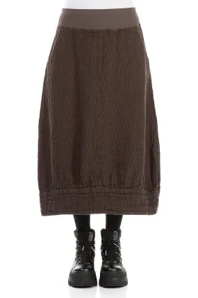 Monochrome Outfit Forest Brown Textured Linen Midi Skirt