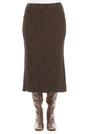 Fair trade Forest Brown Textured Silk Linen Pencil Skirt