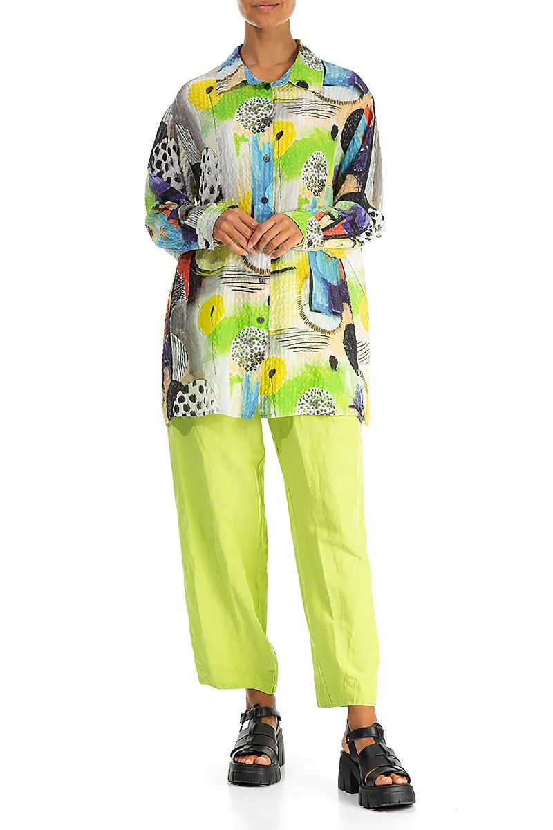 Premium Quality Smooth zipper closure Loose Artmaze Textured Silk Shirt