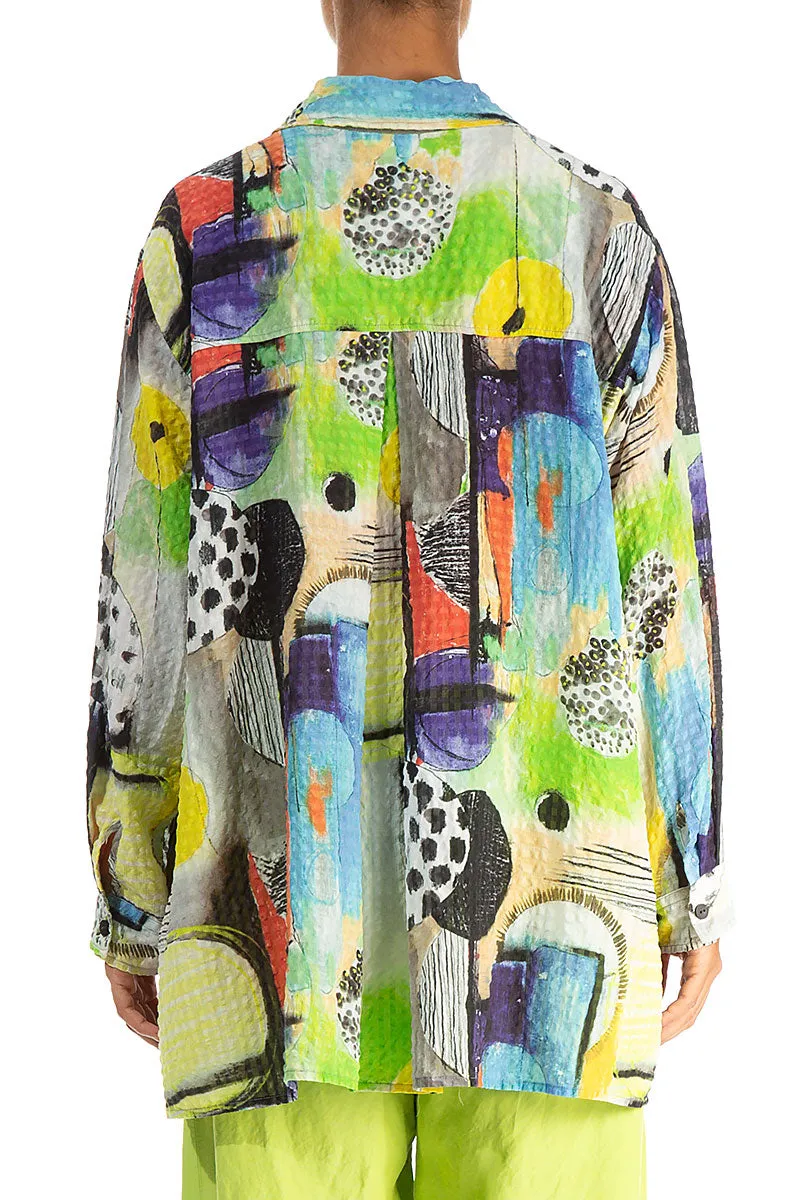 Loose Artmaze Textured Silk Shirt Casual Comfort