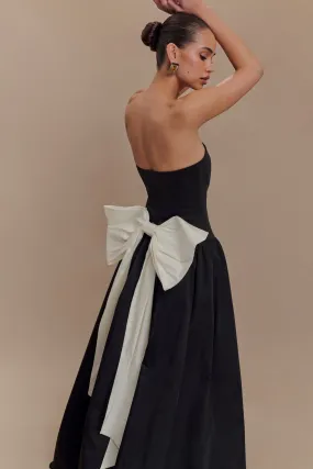 All weather Frances Strapless Bow Maxi Dress - Black