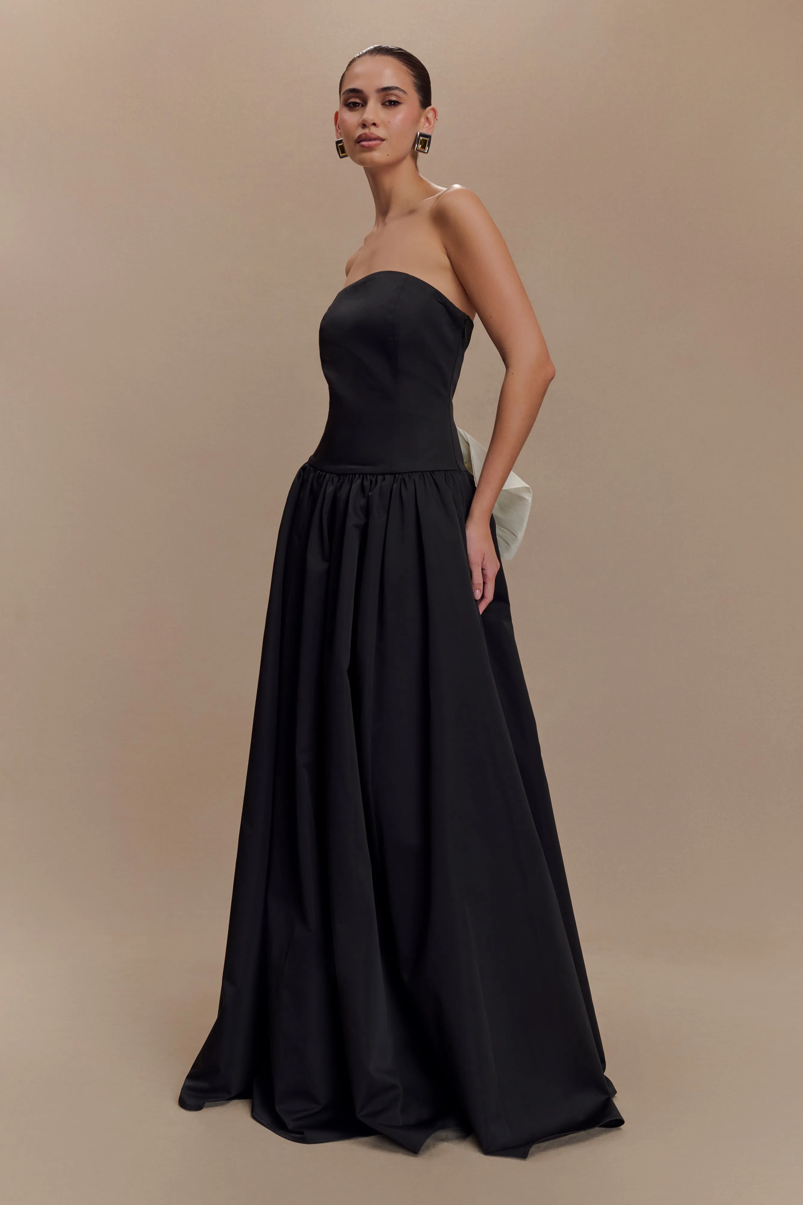 Frances Strapless Bow Maxi Dress - Black Smile Feel Seasonal Essential