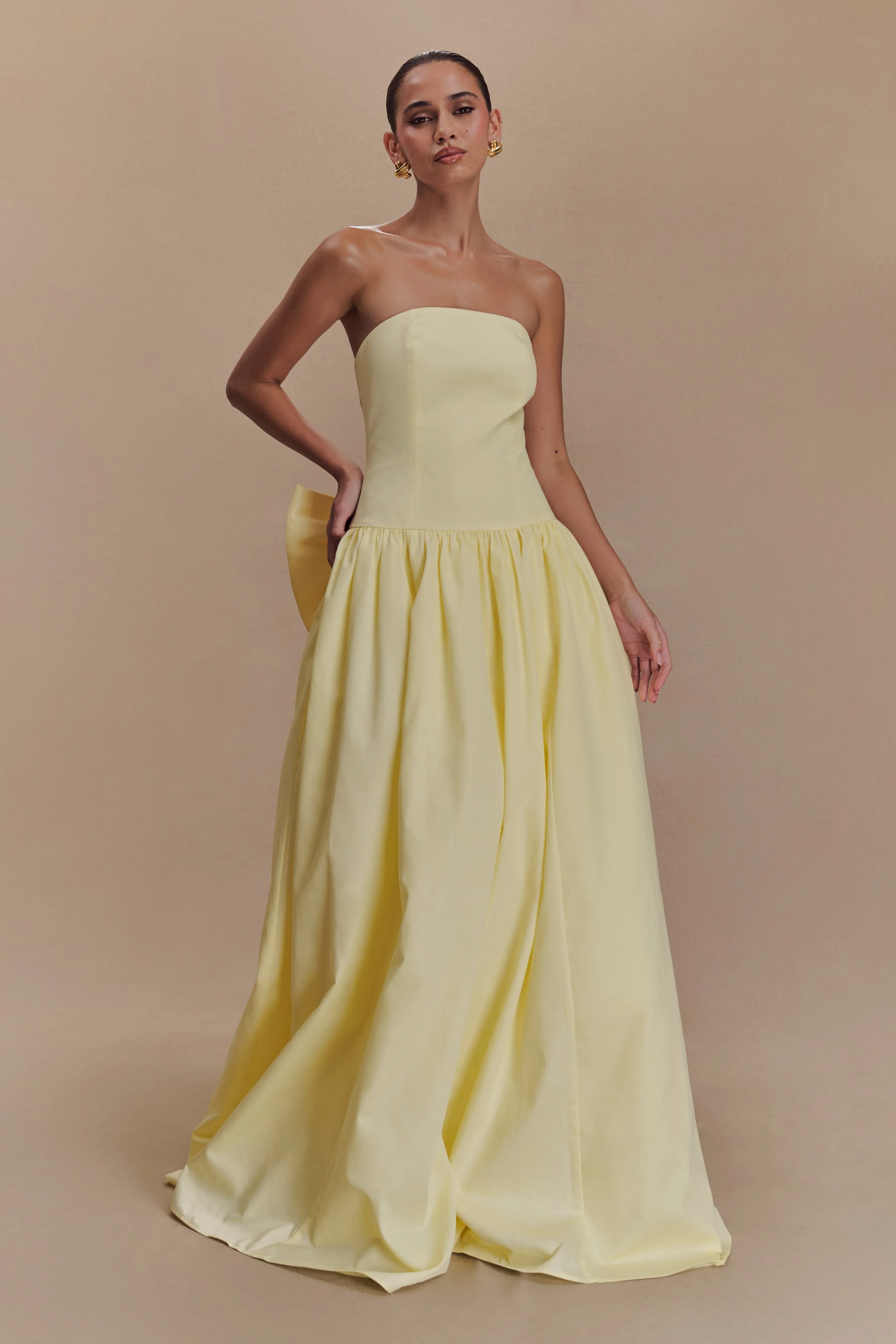 Frances Strapless Bow Maxi Dress - Lemon Effortless Comfort