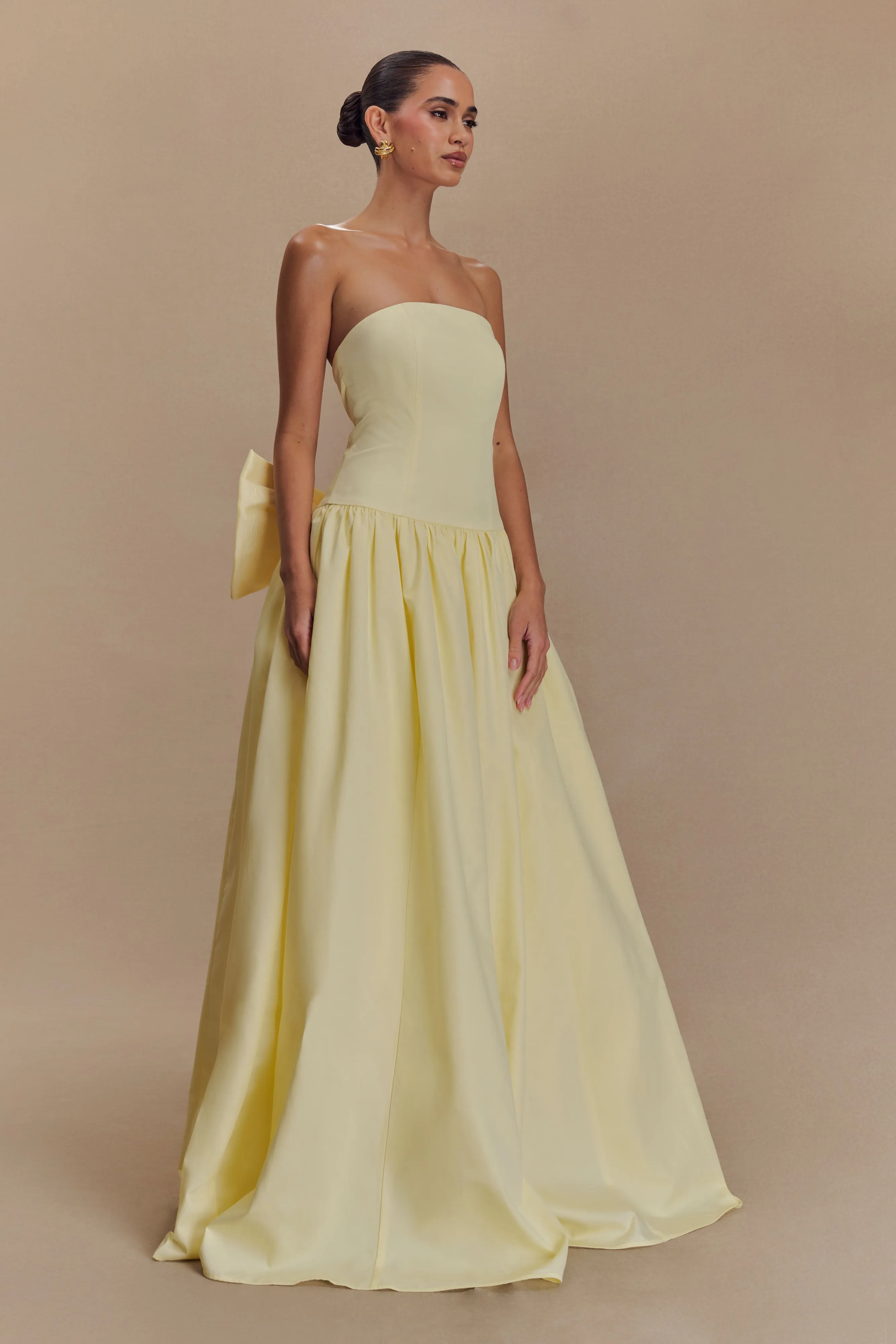 Frances Strapless Bow Maxi Dress - Lemon Free Shape