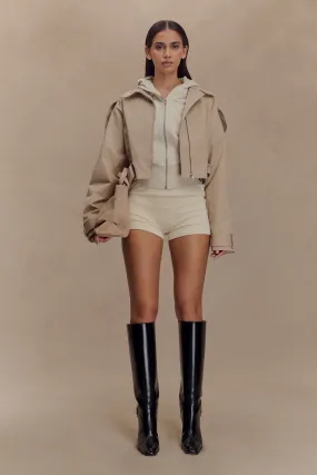 Frank Cropped Collared Jacket - Camel ShrinkResistantFabric Thermal Insulation