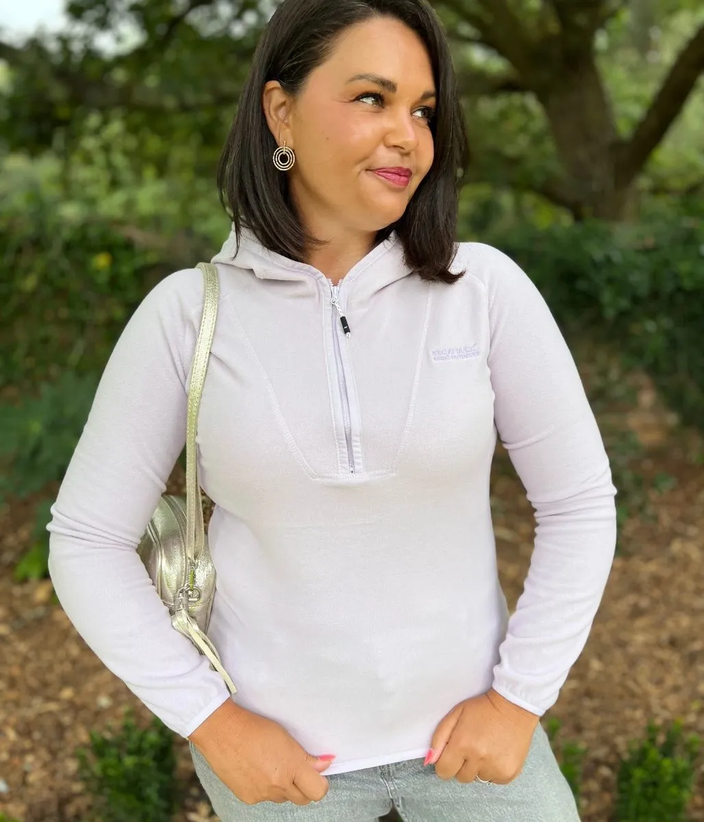 SlipResistantHem AbrasionResistantThread Lilac Warriewood Hooded 1/4 Zip Fleece