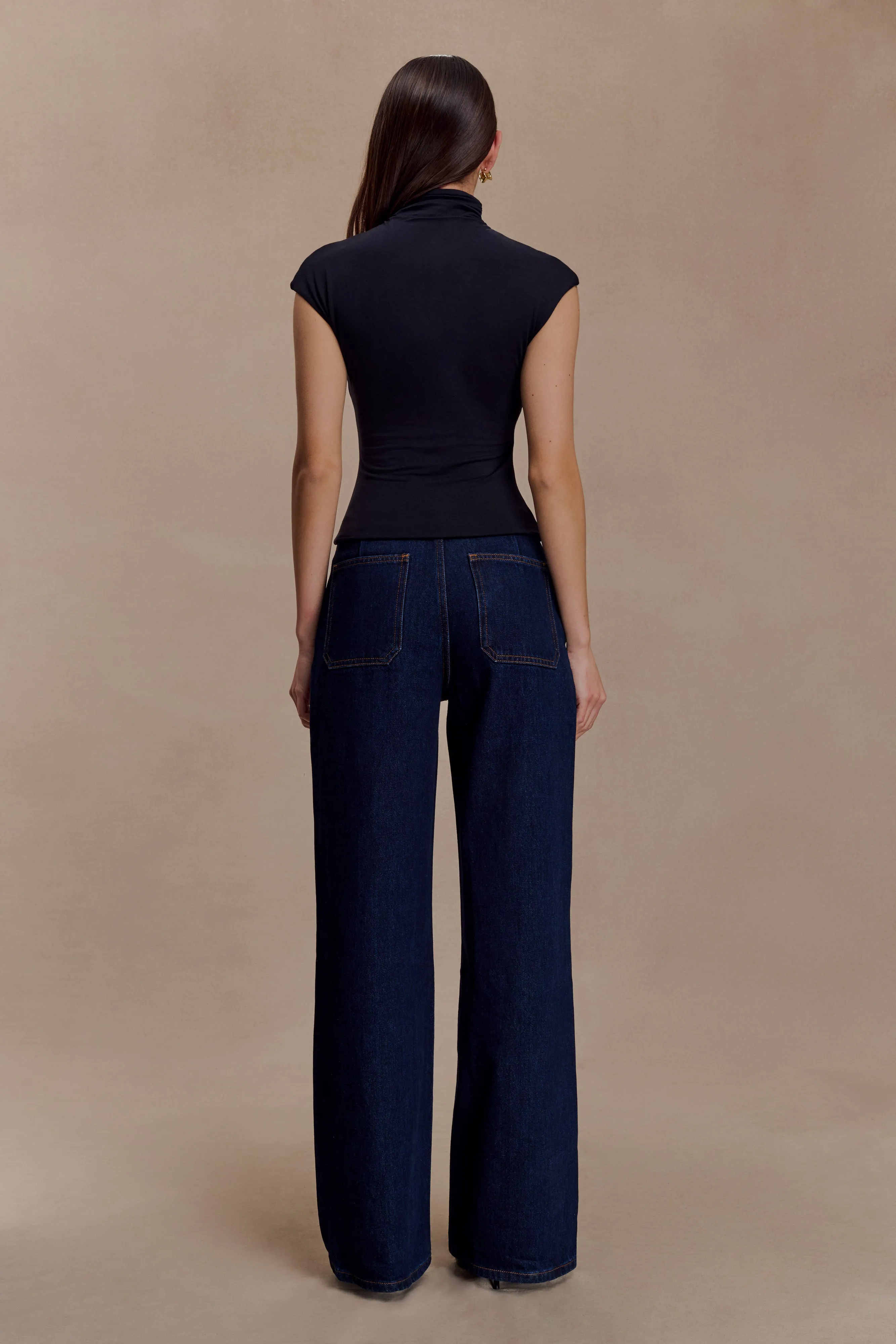 SnagResistant Fabric Freesia High Neck Sleeveless Top - Black