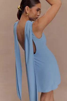 Wynter Scarf Draped Mini Dress - Sky Blue Functional Fit All Day