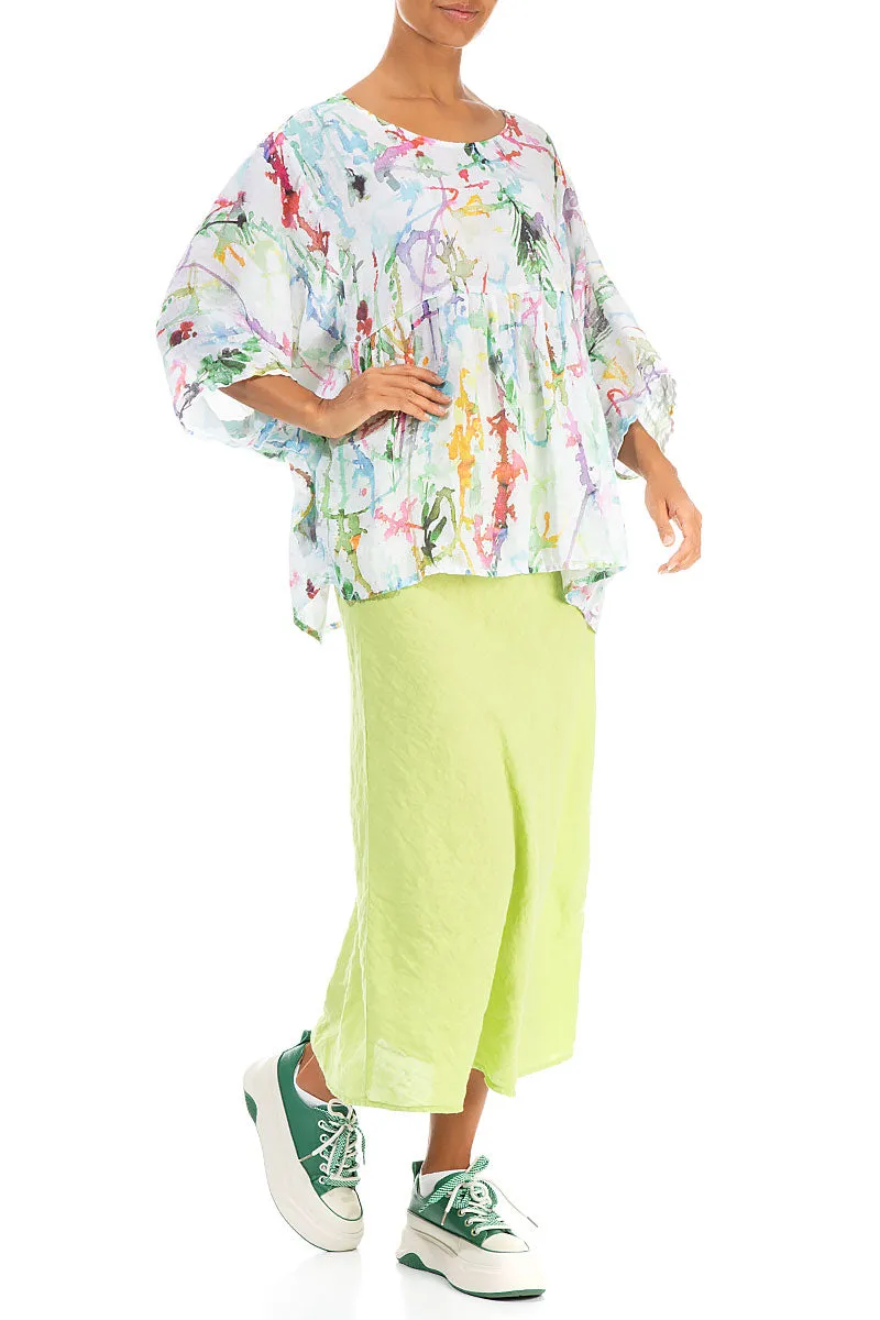 Cozy Vibes Straight Lime Linen Skirt