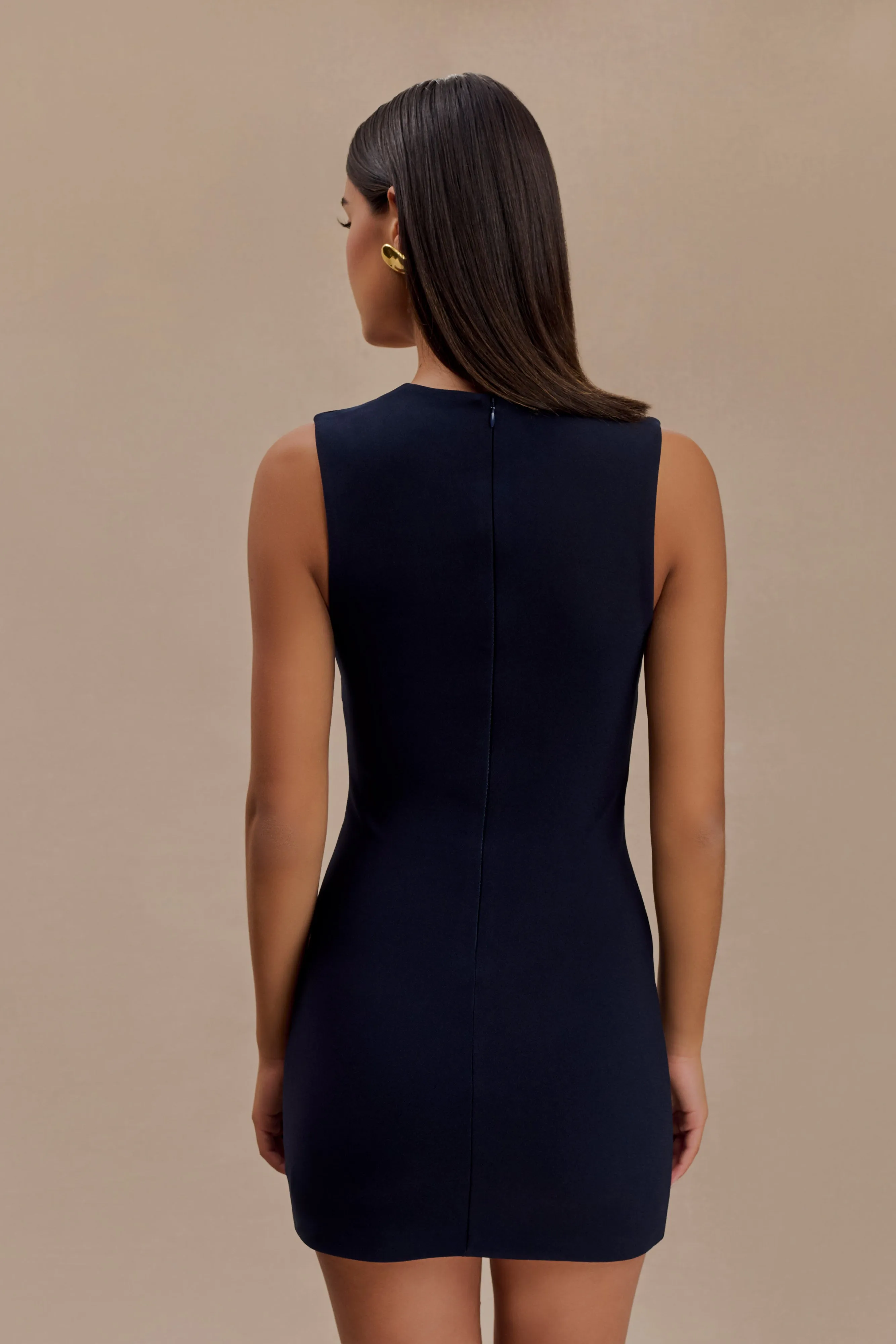 Frida Crepe Mini Dress - Dark Navy Lace Ease Timeless elegance