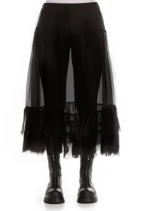 Balanced Outfit Frilled Black Silk Chiffon Underskirt