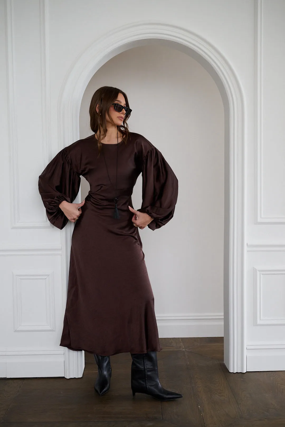 Fashion Layers animal-print Balloon Sleeve Maxi Dress