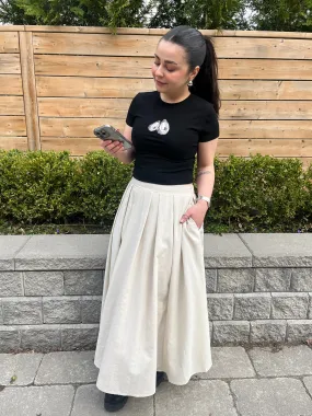 TIME FOR BRUNCH Skirt Flexible Waistband Diagonal Slit
