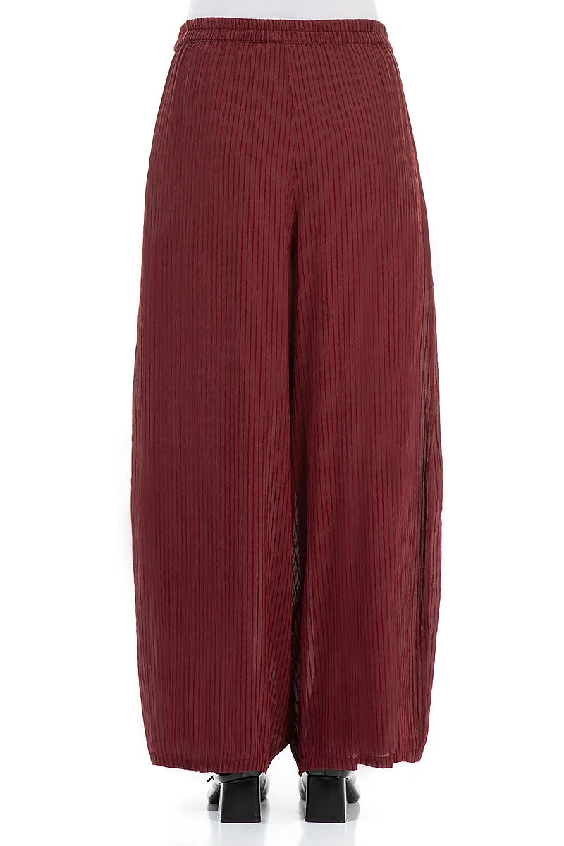 Urban Fit StainResistantFinish Wide Dark Red Silk Viscose Trousers
