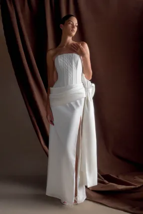 Galia Satin Corset Gown - White Effortless Mood Chill Moment