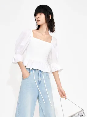 ZeroWasteProduction Gathered Front Smocked Top