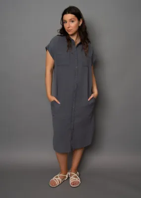 Buckle-Detail Feminine Touch GAUZE SLEEVELESS DRESS (GREY)