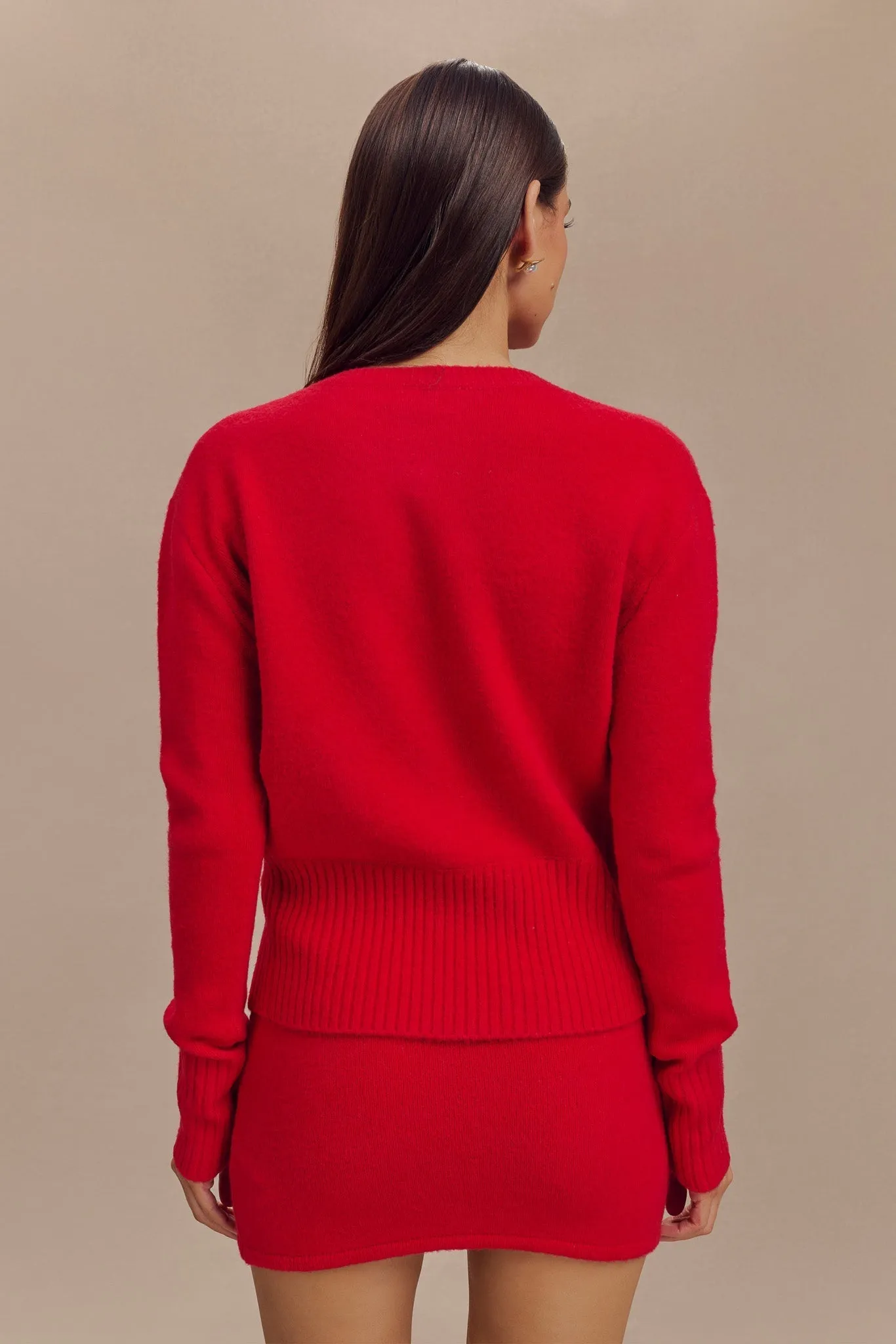 Active Style Quick Release Fasteners Genevieve Oversized Knit Cardigan - Ruby