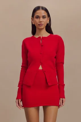 Reinforced Elbow Padding Genevieve Oversized Knit Cardigan - Ruby