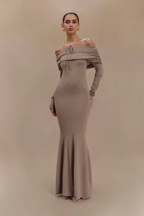 Georgiana Off Shoulder Knit Midi Dress - Stone Marle Perfect Style Wear