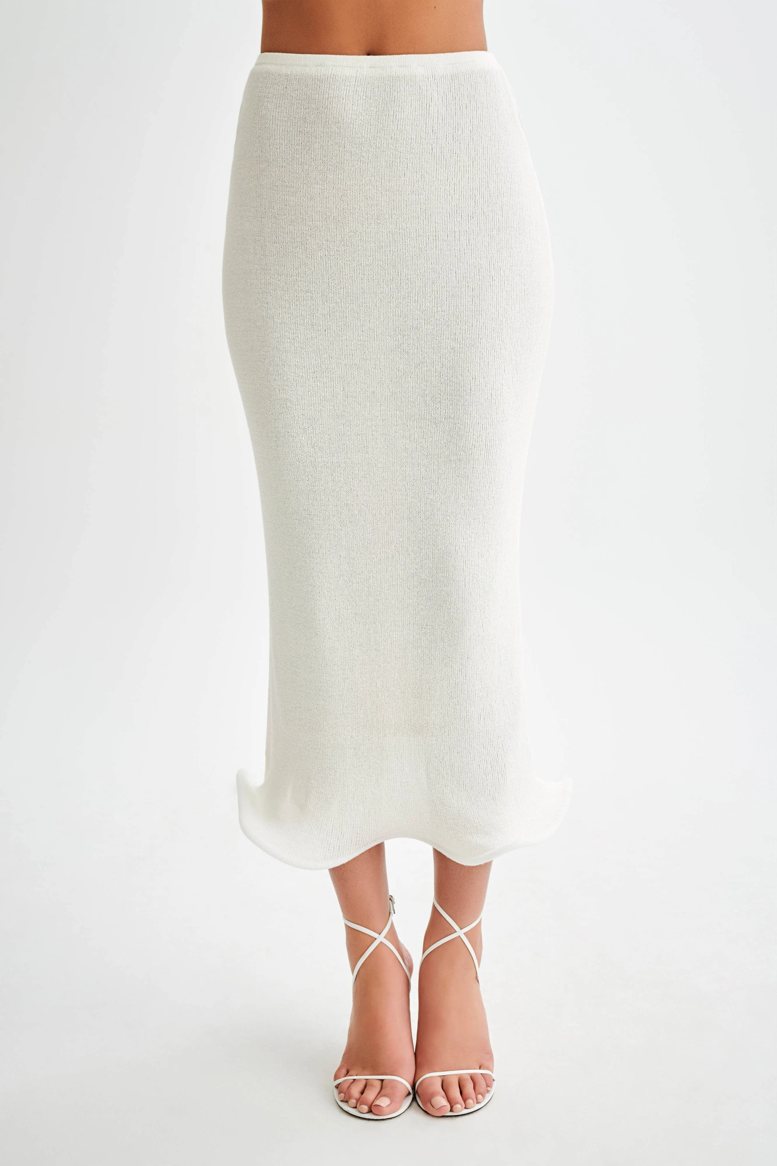 Sleek Comfort Gigi Knit Midi Skirt - Ivory