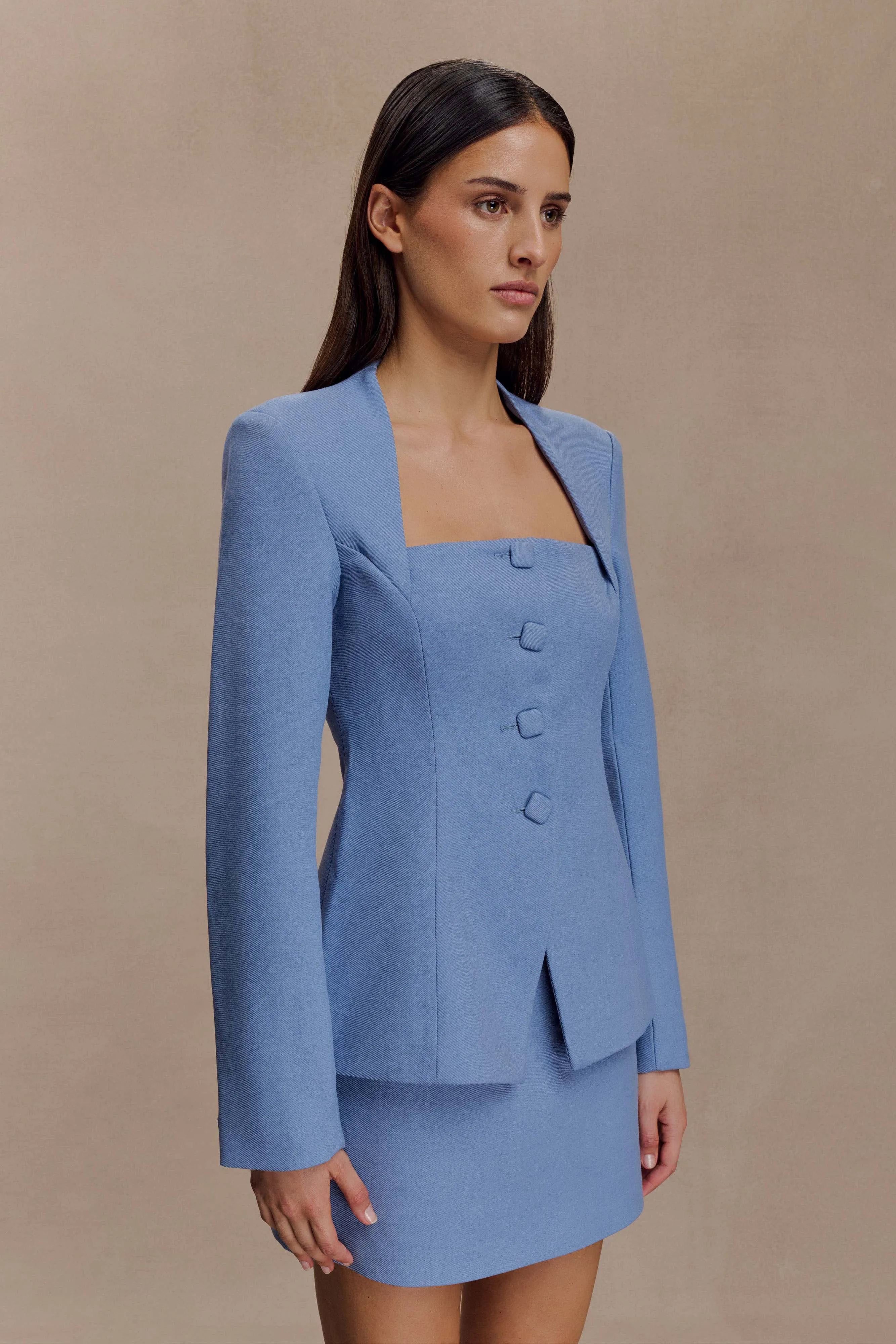 Quick Release Buckle Casual Performance Gina Suiting Mini Skirt - Ocean Blue