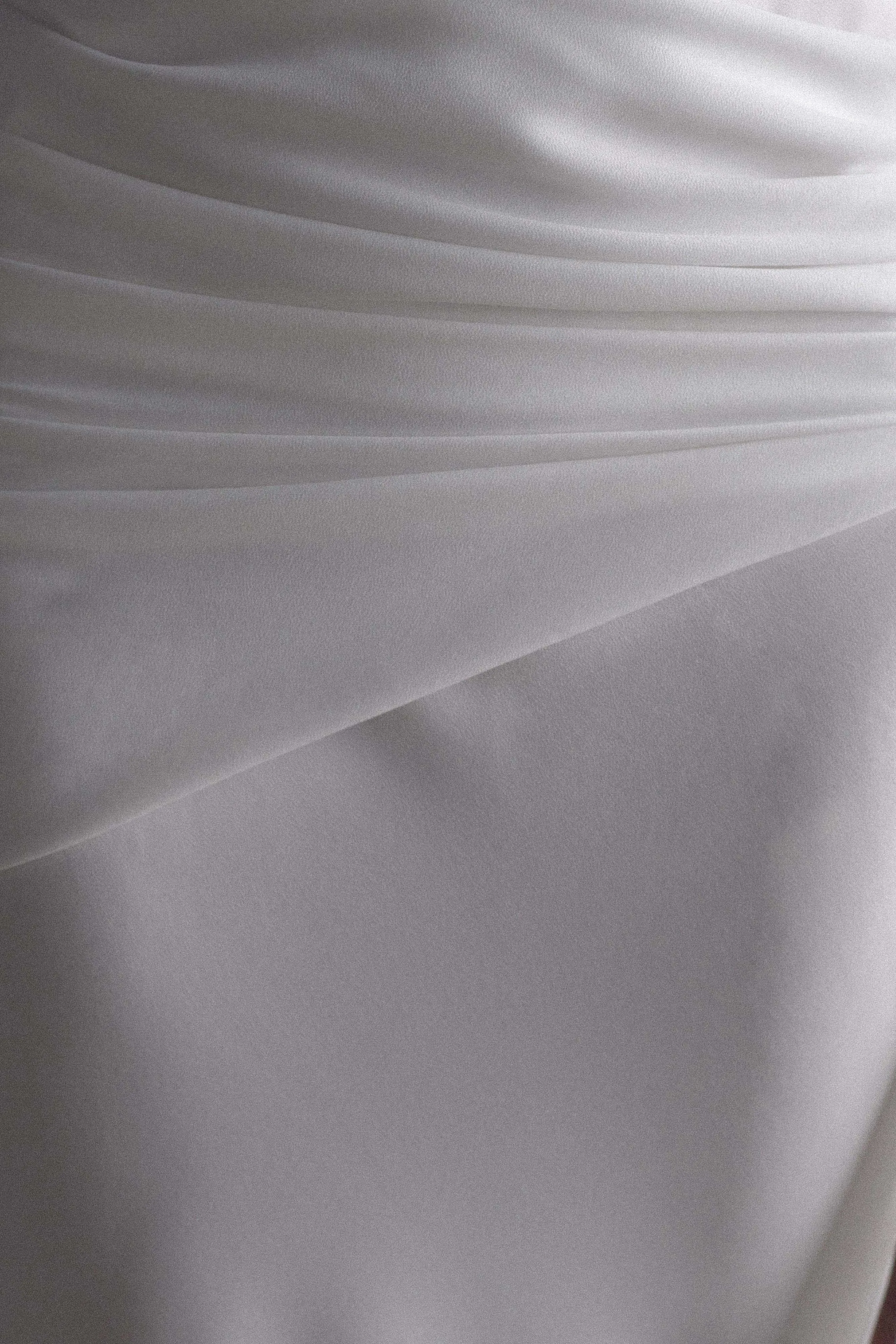 Giulia Chiffon Draped Maxi Dress - White Snap-Closure Minimal Cut