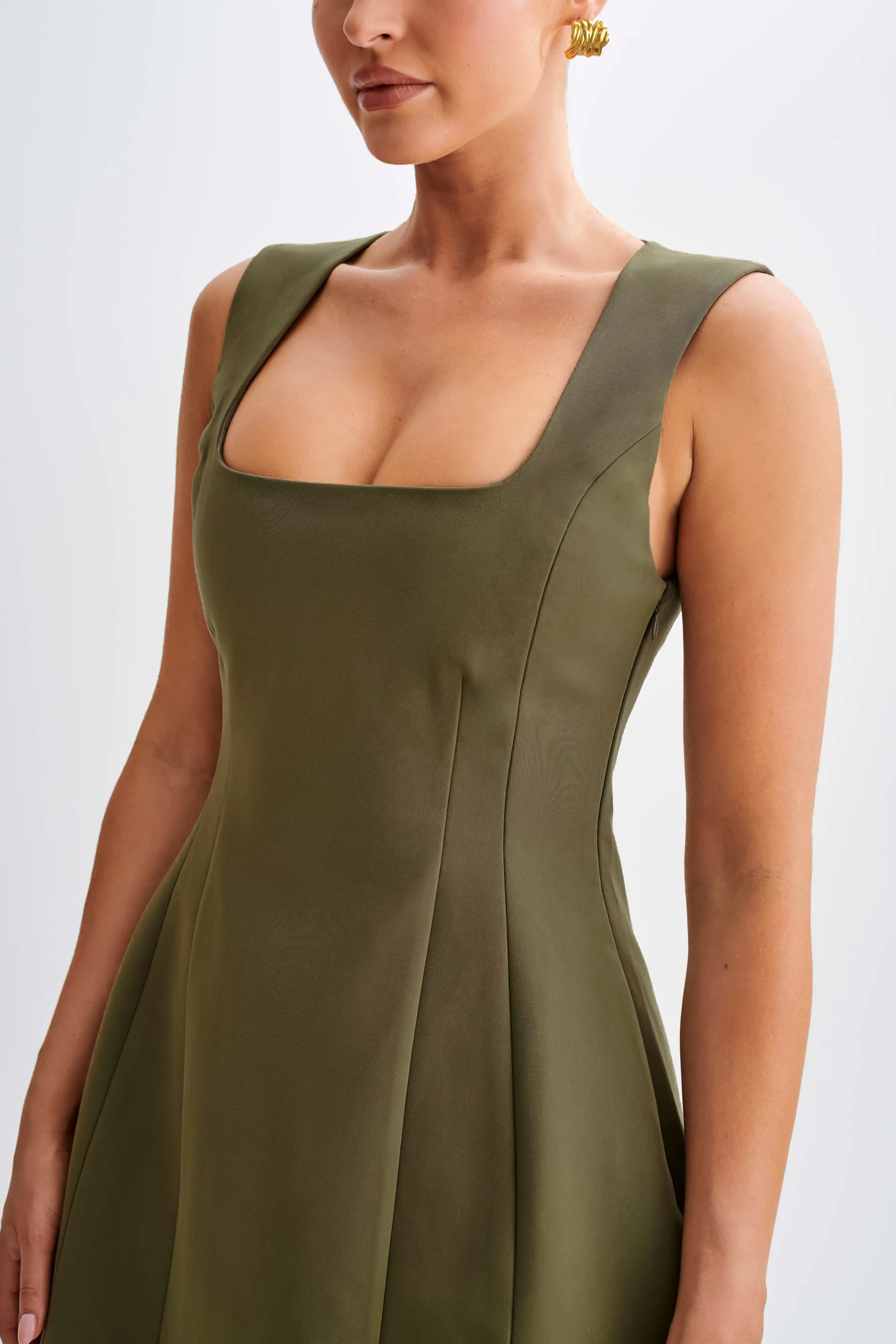 Lysandre Crepe Mini Dress - Military Olive Comfortable Design