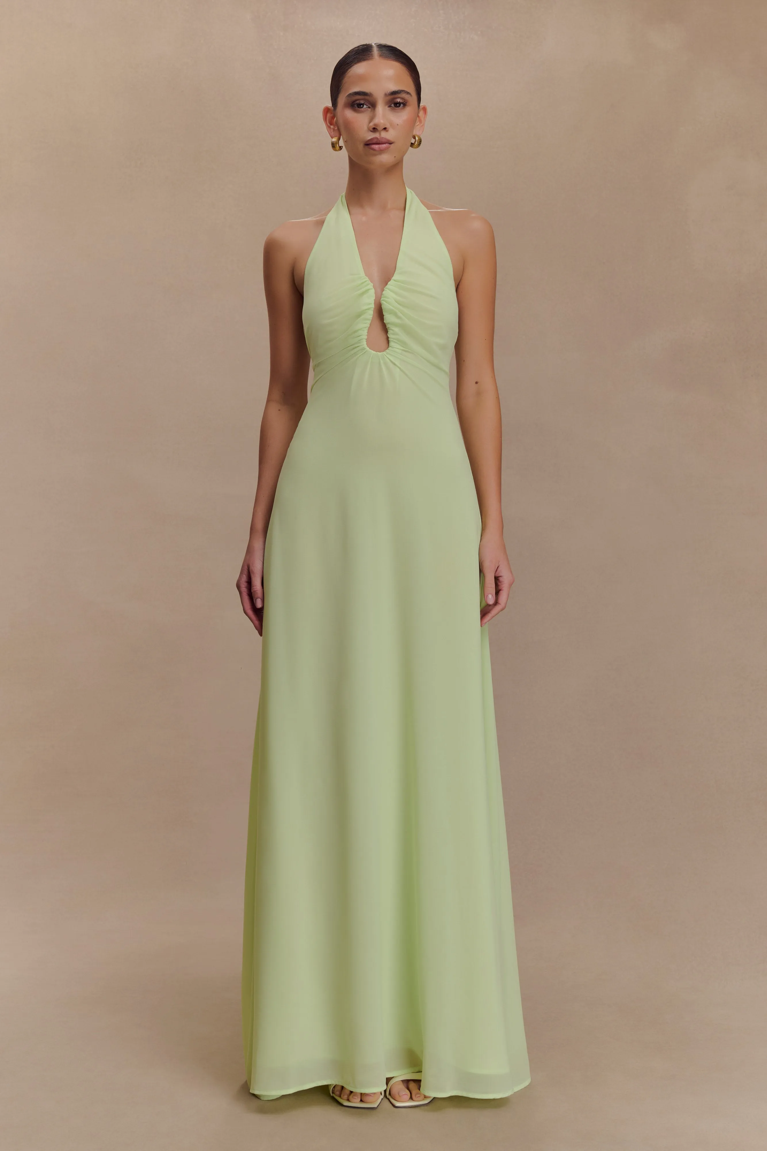 Malakhai Chiffon Halter Maxi Dress - Pastel Green Style Upgrade