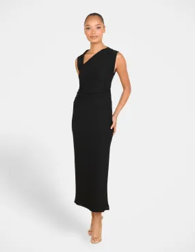 Draped Silhouette Versatile Style Wear Onyx Sleeveless Maxi Dress