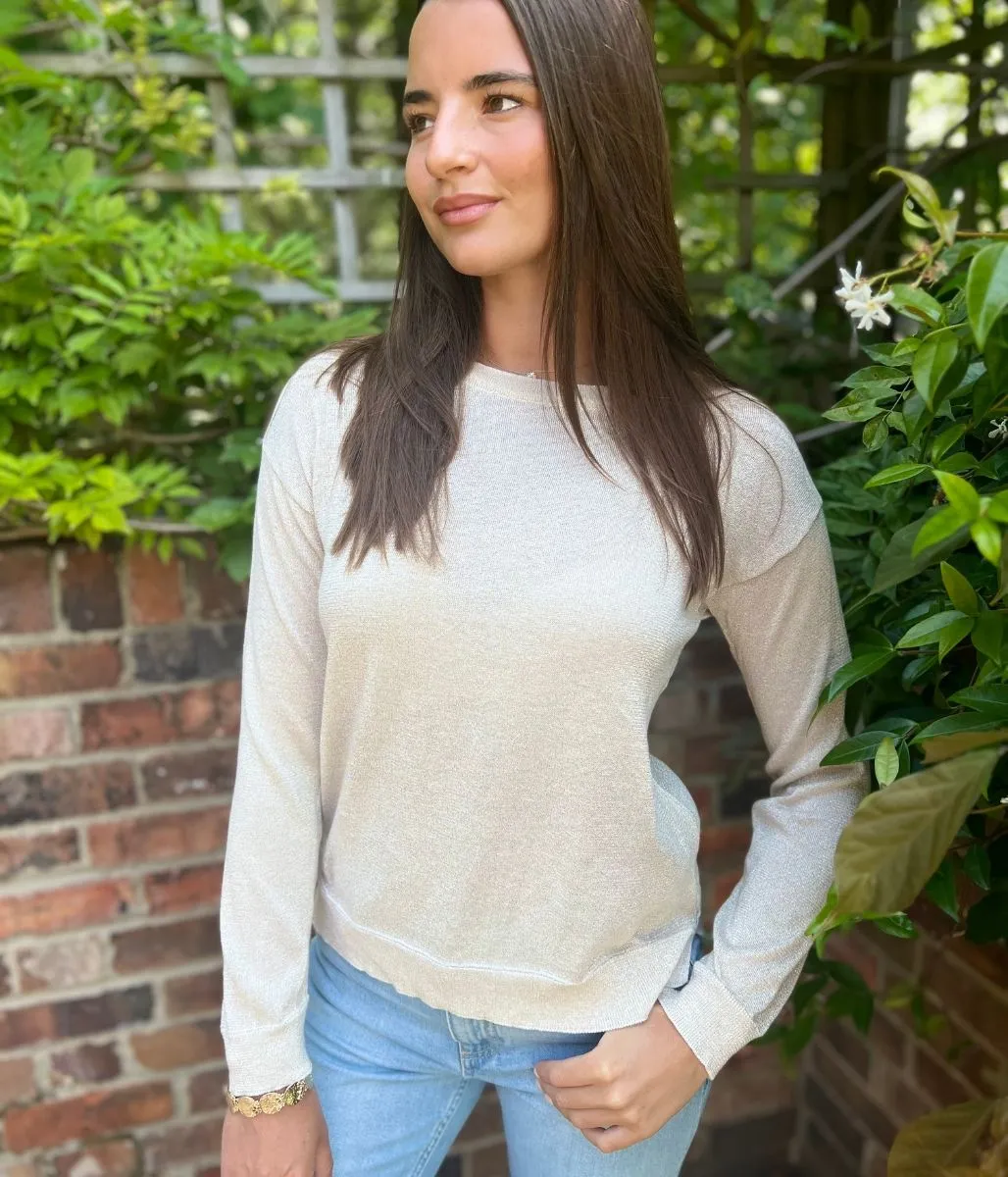 Winter Comfort Layer Gold Sparkly Fine Knit Jumper