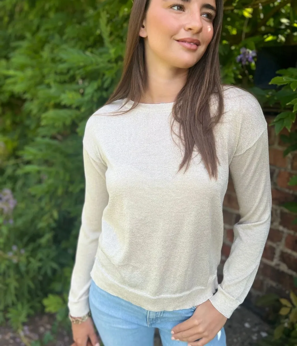 Minimalist Wear Gold Sparkly Fine Knit Jumper