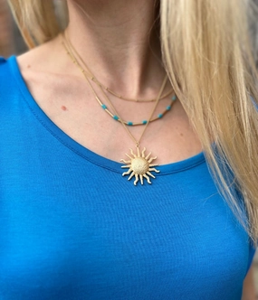 Gold Sun Layered Necklace SoftTouchTexture Quick Drying