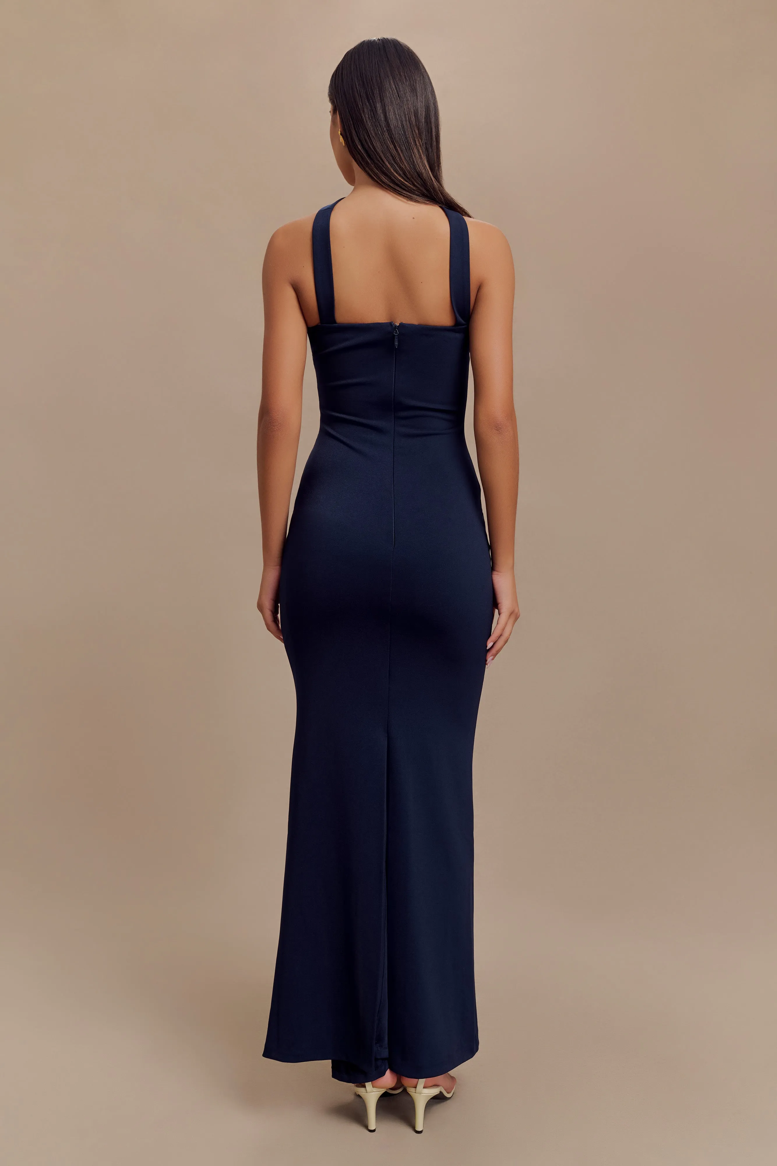 Velma Halter Collar Maxi Dress - Dark Navy Work Vibe Bold Mood