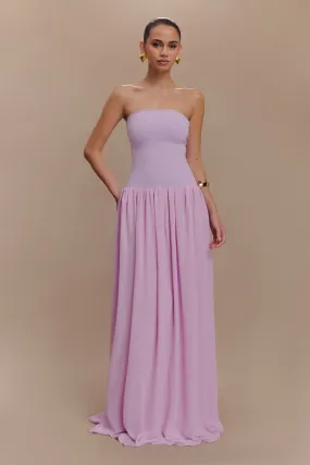 Vibrant patterned dress Clasp-Closure Lyanna Knit And Chiffon Strapless Maxi Dress - Lilac