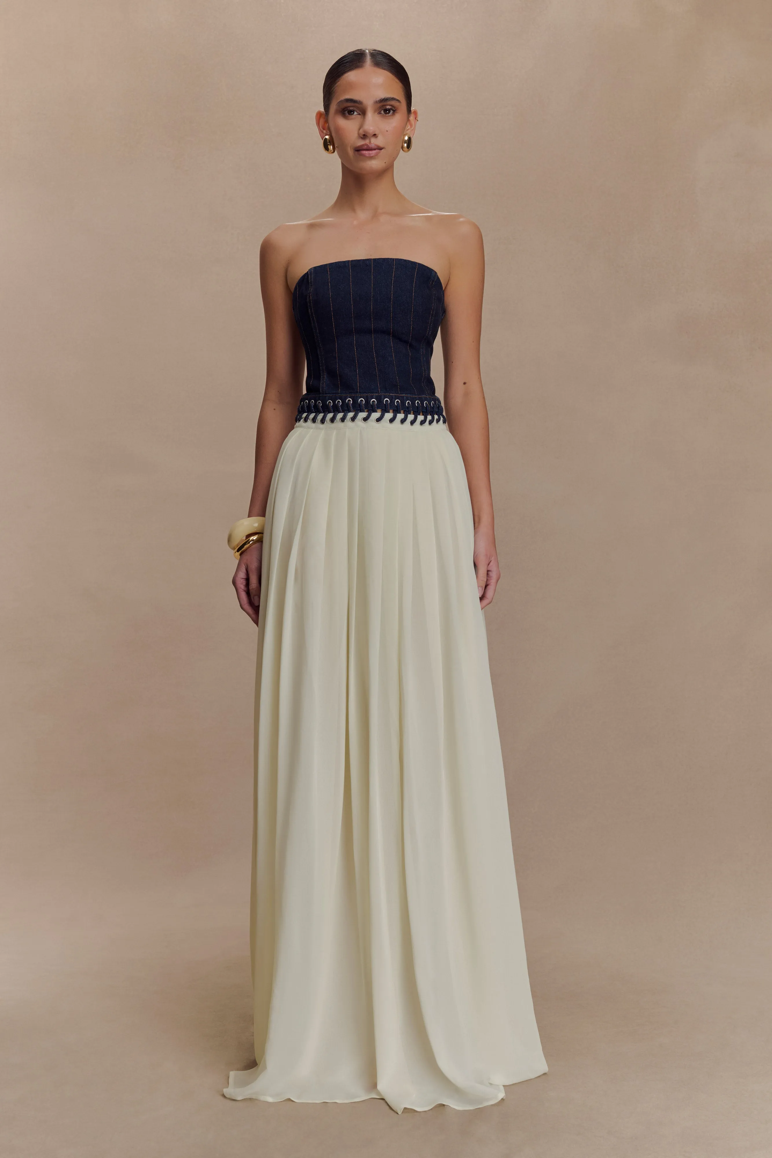 Everyday Use Suella Chiffon Denim Maxi Dress - Indigo Blue