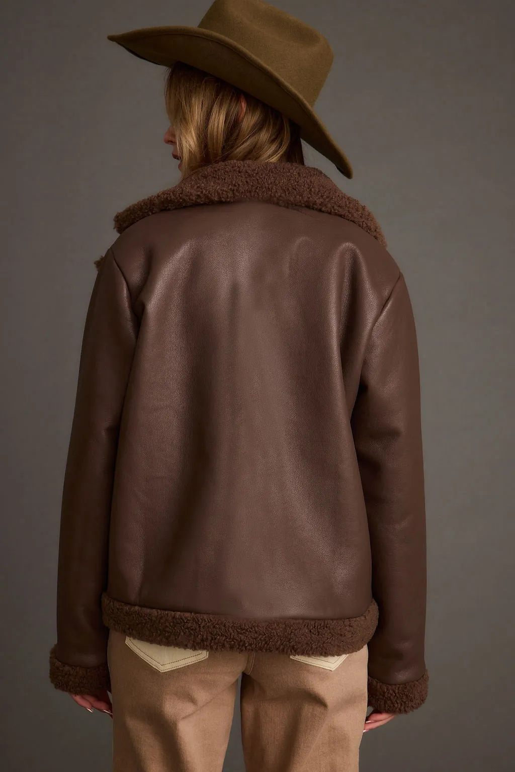 V-neck Blouse MultiPocket Configuration Great Falls Brown Sherpa Coat